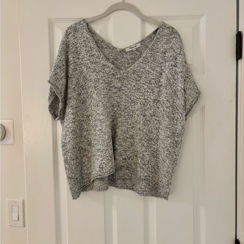 Madewell Heathered Gray V-Neck Sweater
